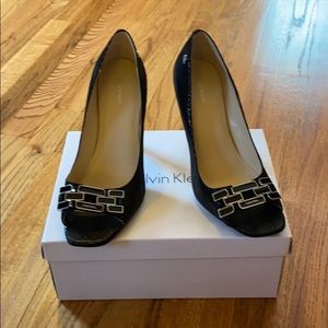 Calvin Klein Sebrina Mini Square Print Heels